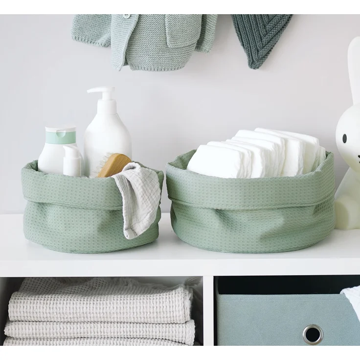 ZELLER 14531 Aufbewahrungskorb Ø 20 cm in MINT Waffelpiqué, Polyester / Korb – Bild 5