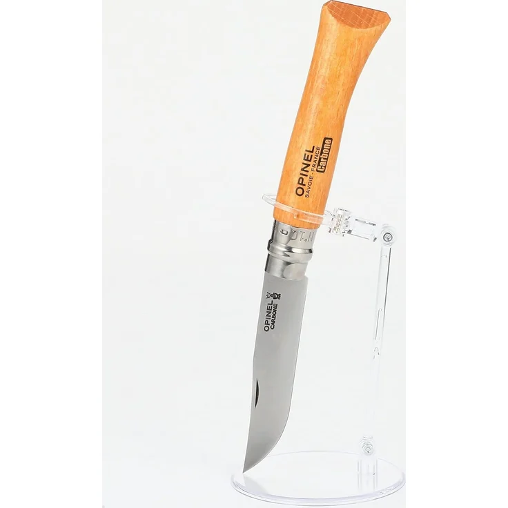 Opinel Messer No 08 Carbon Griff Buche 8,5cm lange Carbonstahlklinge, silber/natur – Bild 7