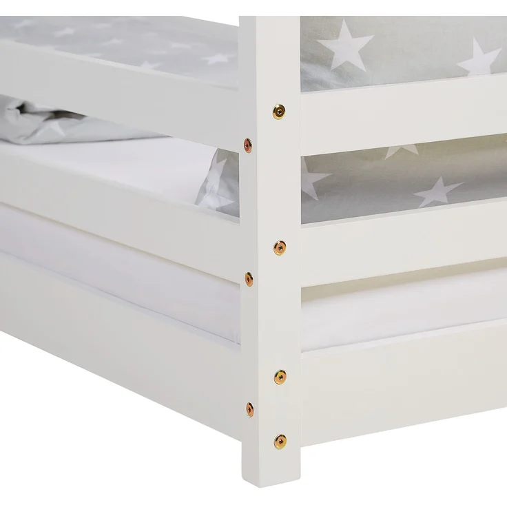 Homestyle4u Kinderbett mit Matratze und Rausfallschutz, Holzwerkstoff weiß, 80x160 cm – Bild 8