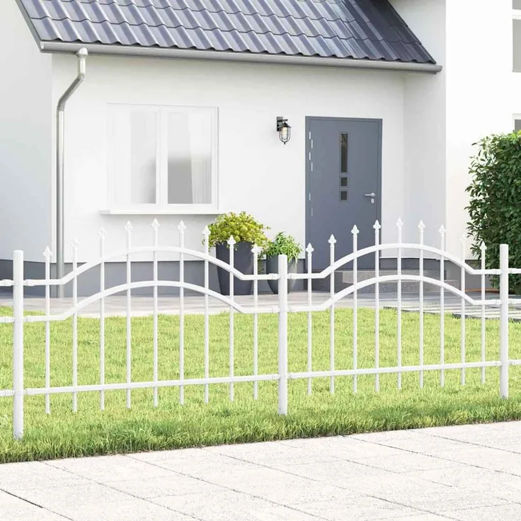 vidaXL Gartenzaun Woerden Weiß 240 x 115 cm Pulverbeschichteter Stahl 42003968