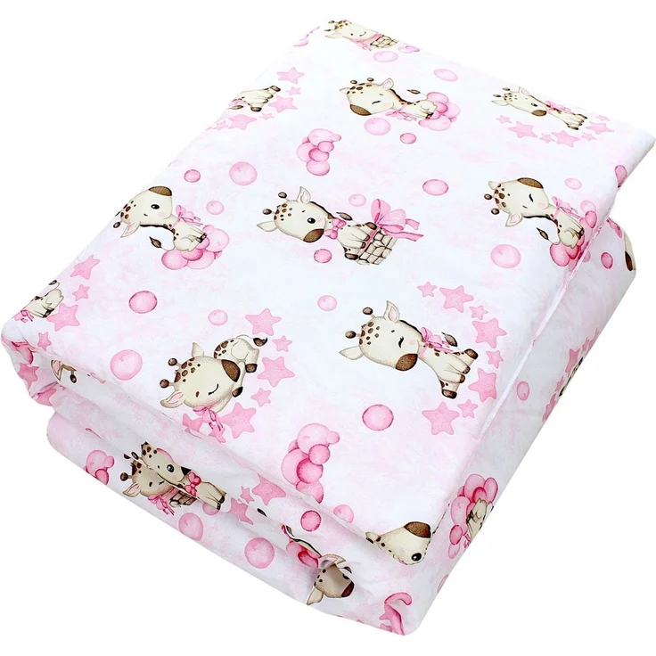 TupTam Kinderbettdecke-Set, Ganzjahresdecke, 2tlg., 1x Bettdecke, 1x Flachkissen, Giraffe/ Rosa, 135x100 cm – Bild 1