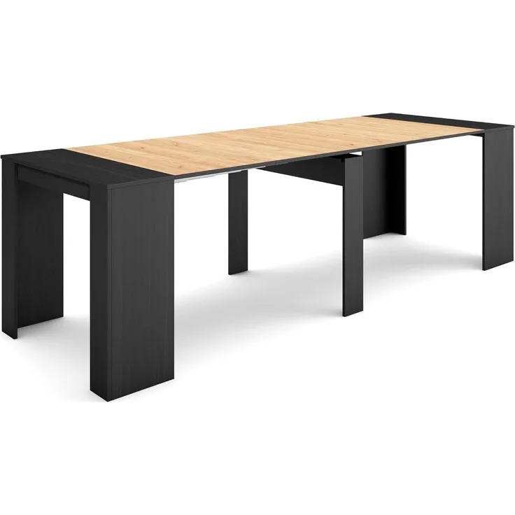 Skraut Home | Ausziehbarertisch | Multifunktionaler ausziehbarer | 260 | Für 12 Gäste | Esszimmertische | Moderner Stil | Schwarz Eiche