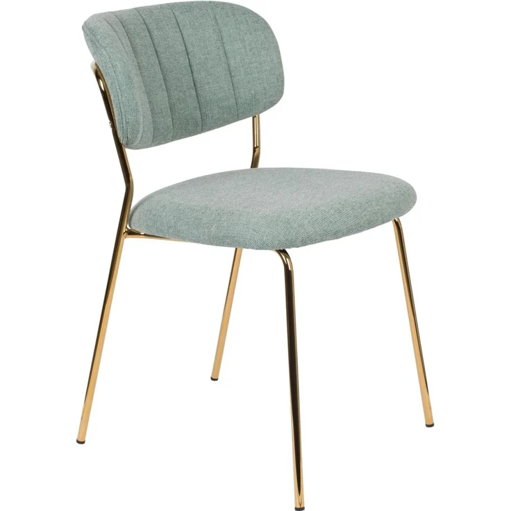 Esszimmerstuhl Jolien im 2er-Set, gepolsterter Stoffbezug in Grün, goldenes Metallgestell, für Wohn- und Esszimmer – Bild 1
