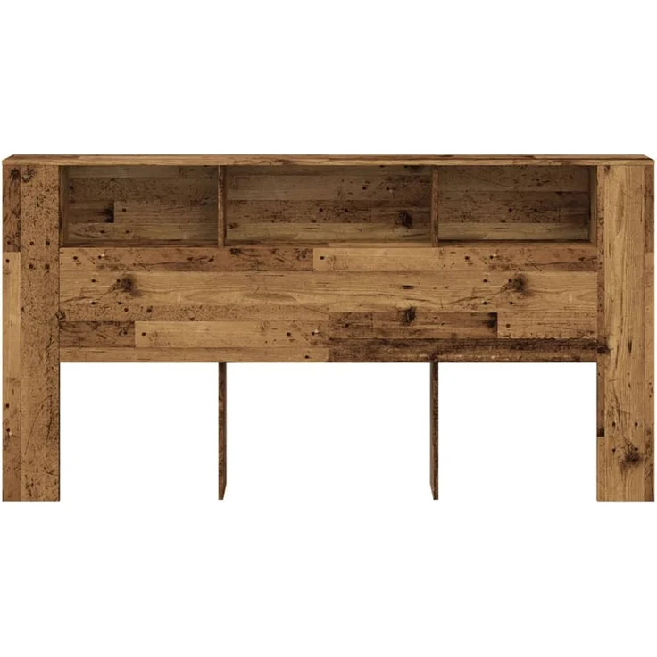 Bett-Kopfteil mit Ablagen, Altholz-Optik, 200 x 18,5 x 102,5 cm – Bild 4
