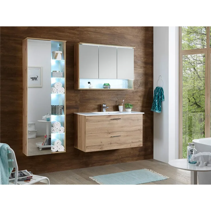 Badezimmer-Set >Bella< (3-teilig) in Wildeiche aus Glas - 165x190x45cm (BxHxT)