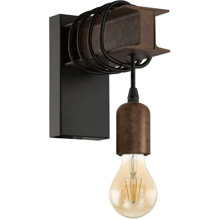 Eglo 43152 Wandleuchte TOWNSHEND 4 schwarz, braun E27 1x10W L:8cm H:19cm T:18,5cm dimmbar – Bild 4