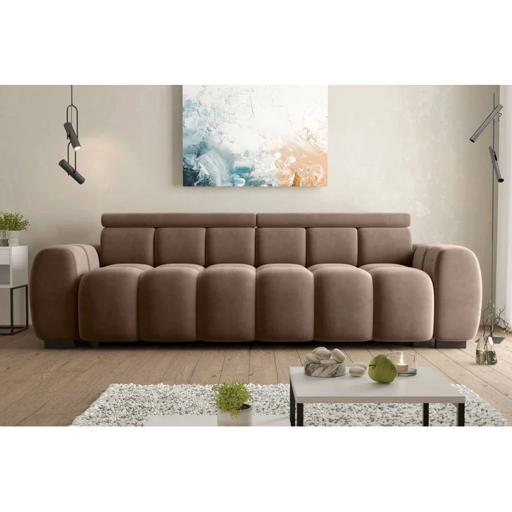 99rooms Alessio Bigsofa Velours TIFFANY Taupe mit Sitztiefenverstellung – Bild 5