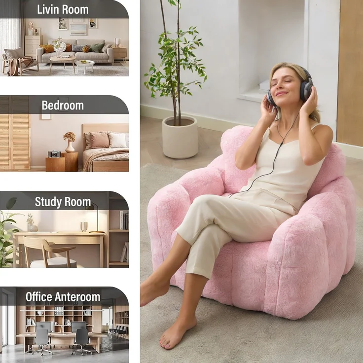 Abrihome Sitzsack ohne Montage für Erwachsene, Rosa, 90x105x75 cm – Bild 6