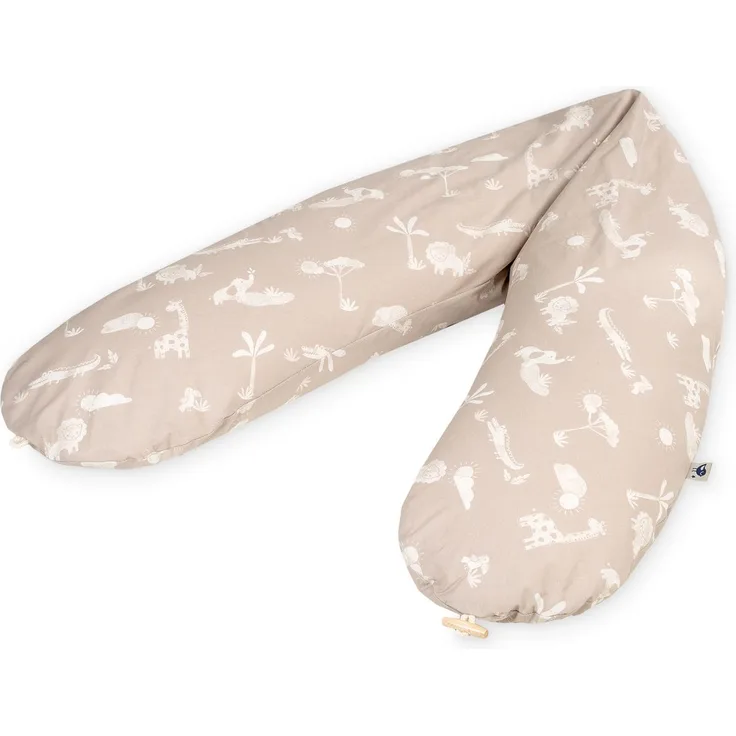 Julius Zöllner Stillkissen Nappy Mikroperlen-Füllung, 190 cm, Bezug aus 100% Bio-Baumwolle - Jungle Dream