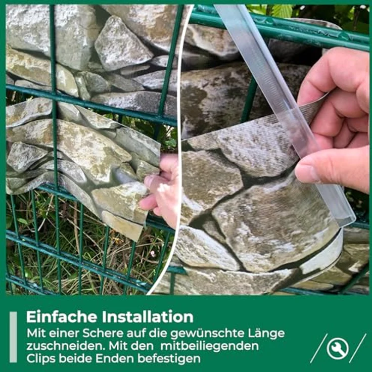 Sichtschutzstreifen Zaun 35 m x 19 cm inkl. 20 Clips, Sichtschutz Zaunfolie PVC Sichtschutzstreifen Doppelstabmatten für Gartenzaun, Balkon/Diverse Farben – Bild 4