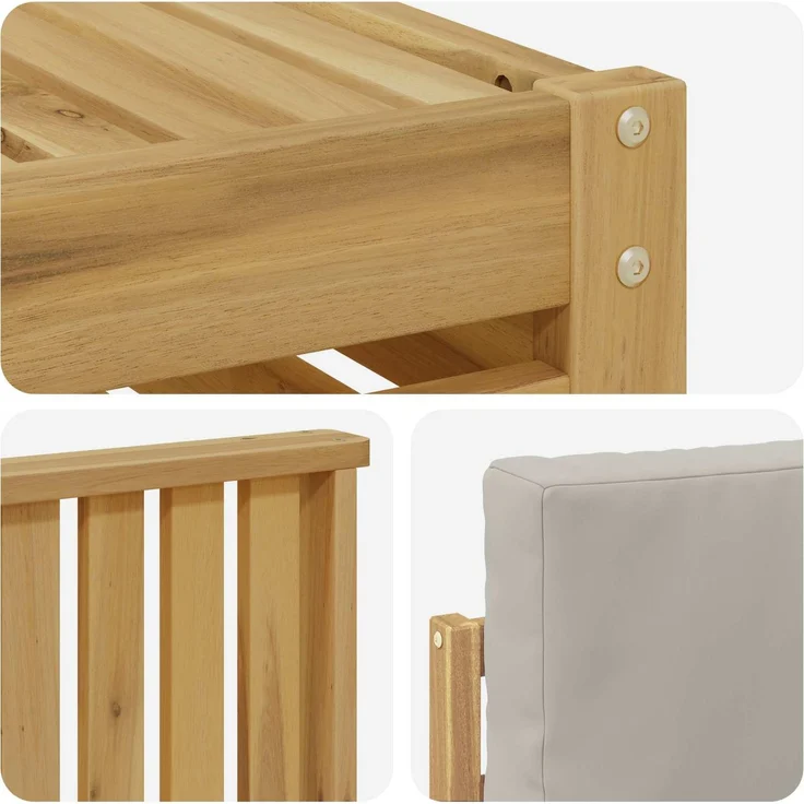 vidaXL Outdoor-Sofagarnitur 7 stk. 5-Sitzer Weiß und Hellgrau 3392151 – Bild 7