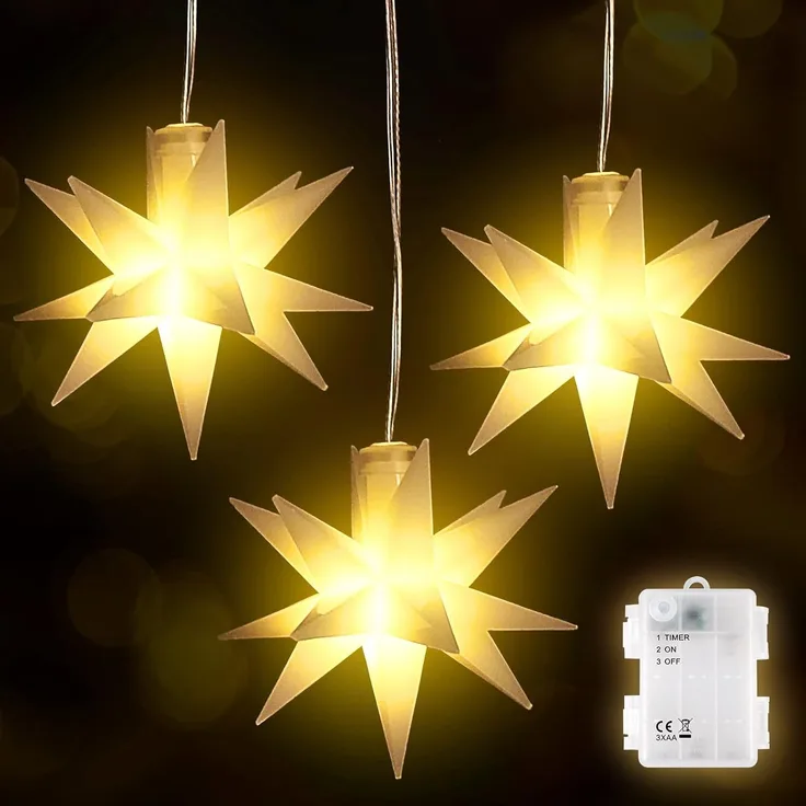 SALCAR 3er Set LED Weihnachtsstern