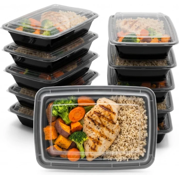 BigDean Lunchbox Wiederverwendbare Meal Prep Boxen mit Deckel (10 Stück), Kunststoff, (Set, 10-tlg, Meal-Prep Boxen), Auslaufsicher, Kompakt, Stapelbar, Mikrowellen & Spülmaschinenfest. – Bild 1
