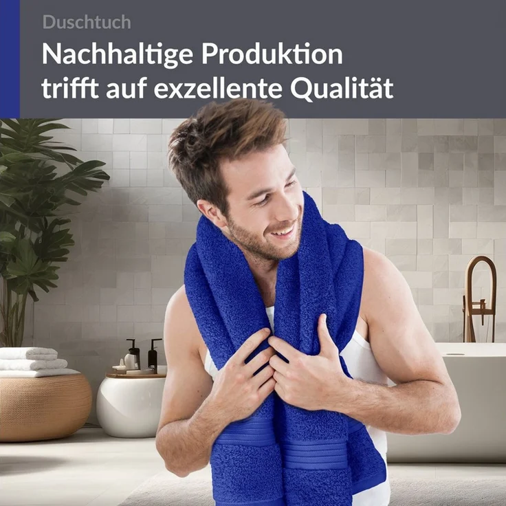 Lashuma Duschtuch - Badetuch Linz, Frottee (1-St), Herren Duschtuch 70x140 blau – Bild 4