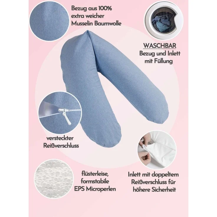 pic Bear Stillkissen PREMIUM 194 cm, Melange blue : Melange blue – Bild 1