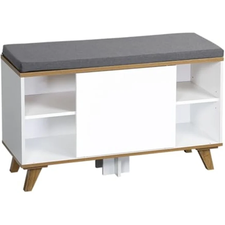 KESPER 1594213 Schuhschrank mit Sitzkissen, weiß, 77 x 30 x 48 cm – Bild 5