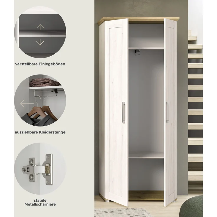 Garderobenschrank Verona - Sibiu Lärche / Artisan Eiche – Bild 9