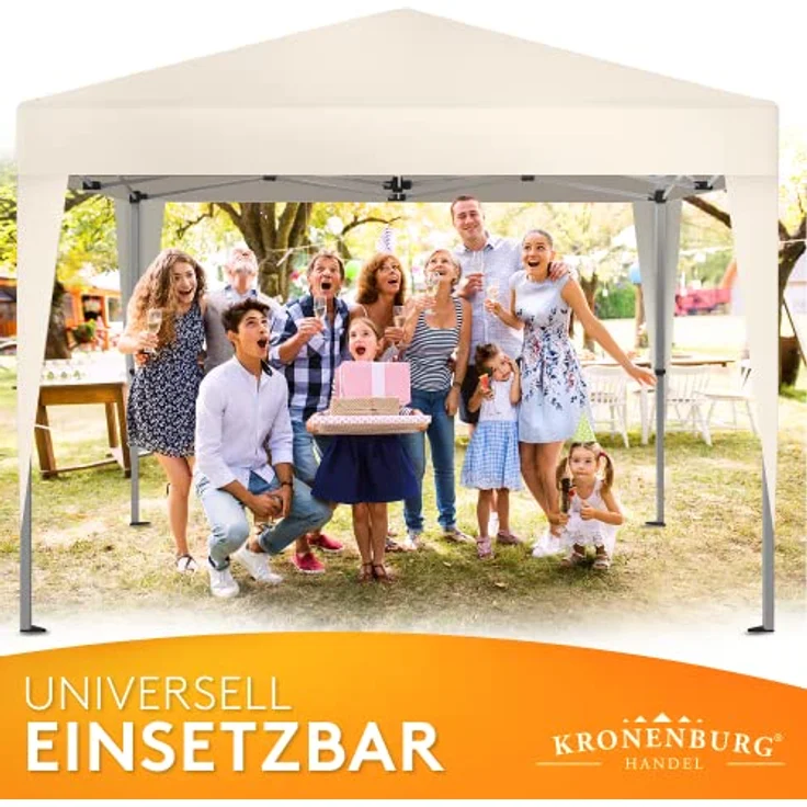Kronenburg Faltpavillon wasserdicht Dachmaß 2x2 m UV Schutz 50+ Pavillon in Champagner – Bild 8