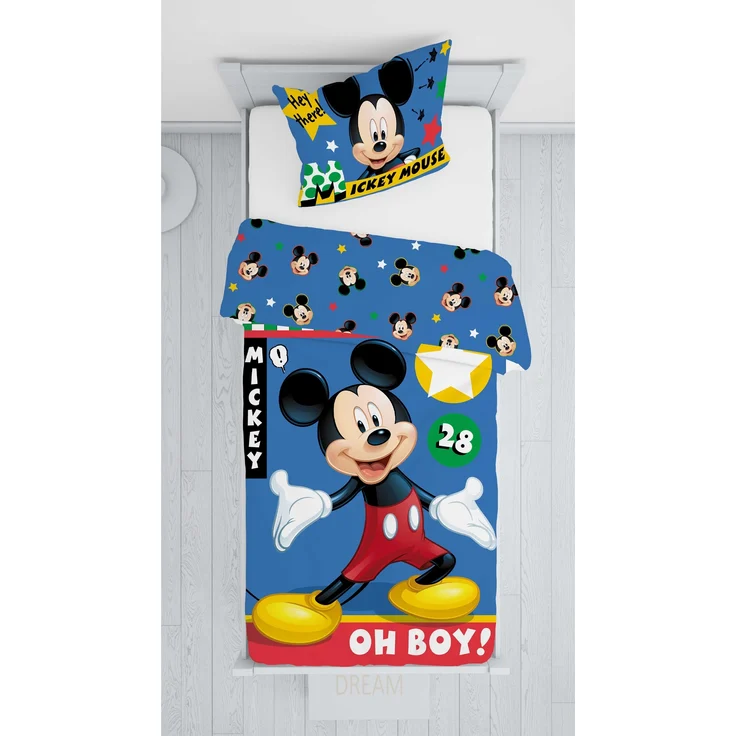 BERONAGE Kinderbettwäsche Mickey Mouse Baby / Kleinkind Bettwäsche Oh Boy Linon / Renforcé, 100% Baumwolle, 2 teilig, 135x100 + 60x40 cm – Bild 2
