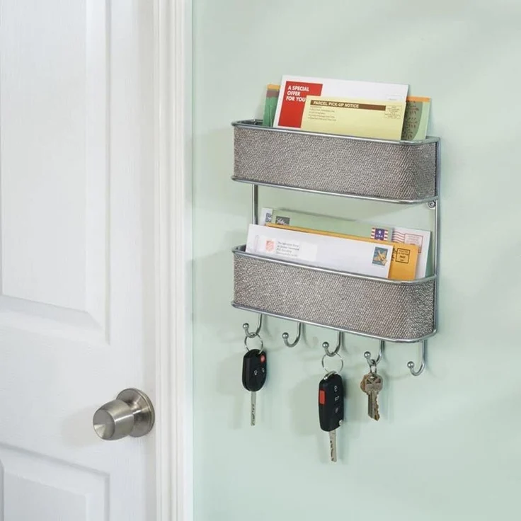Schlüsselbrett Ablage silber Schlüsselboard Briefablage Wandorganizer mDesign – Bild 3