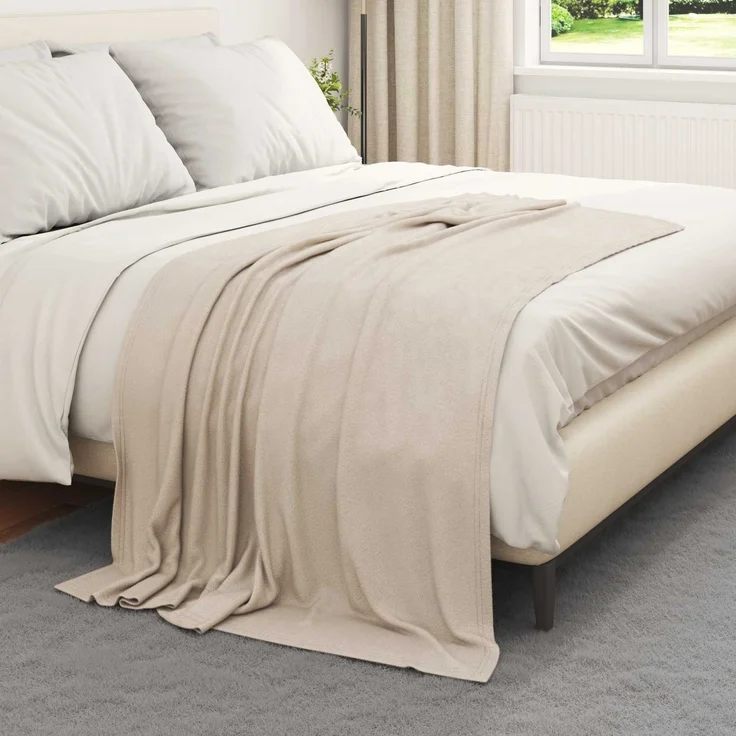 vidaXL Überwurfdecke Beige 170 x 130 cm Fleece 42017005 – Bild 3