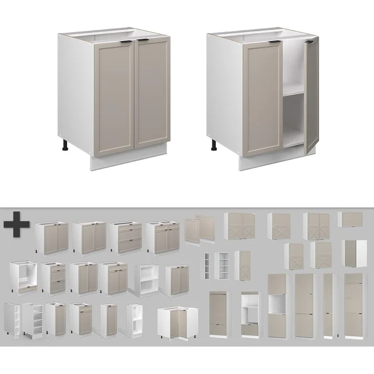 Küchenunterschrank Fame-Line GrauBeige 60 cm , AP Anthrazit Vicco – Bild 7