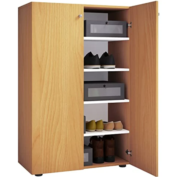 MID.YOU Schuhschrank, Buche, Kunststoff, 4 Fächer, 70x110x39 cm, Garderobe für Schuhaufbewahrung – Bild 1