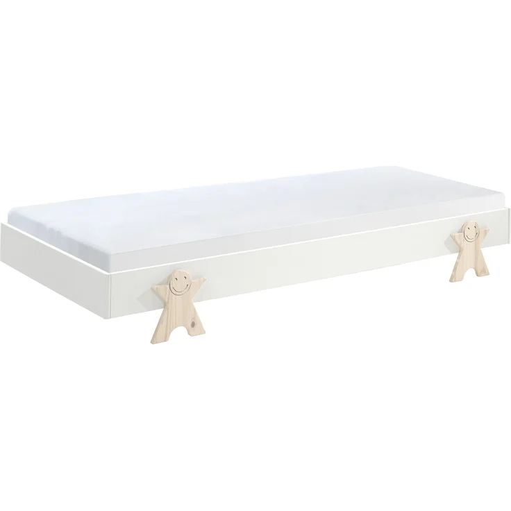 Stapelbett >Moldulo< 90x200cm, inkl. Lattenrost, Weiß lackiert - 203,6x27,5x93,8cm (BxHxT) – Bild 1