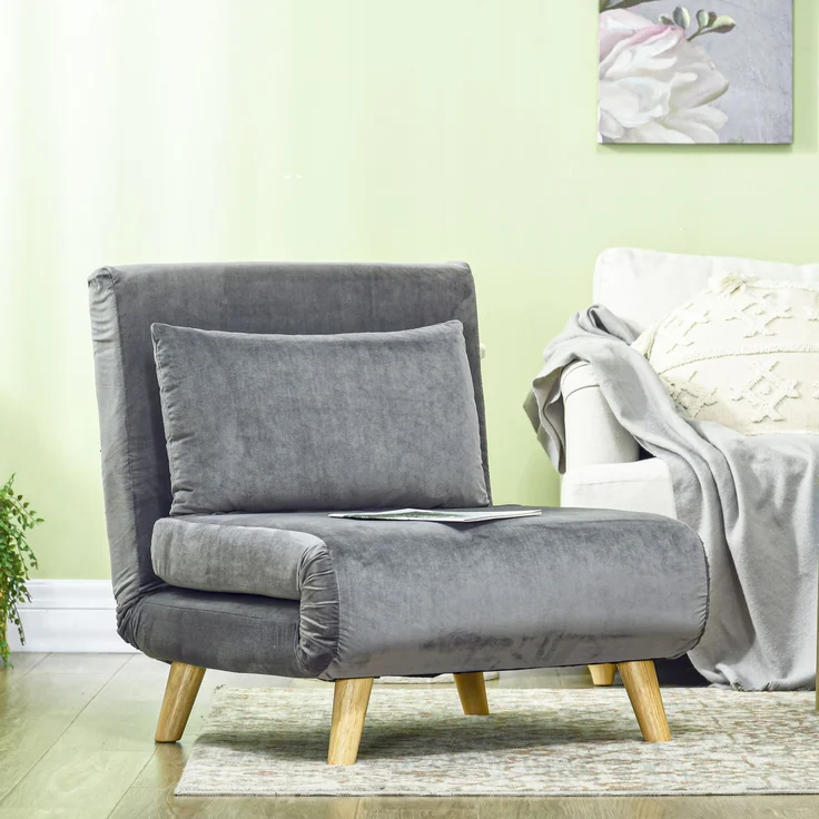 JARDJ 2-in-1 Sessel, Relaxsessel, Gästebett, 72 cm x 78 cm x 79 cm, Grau – Bild 4