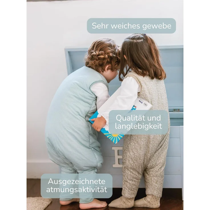 molis&co - Baby Schlafsack mit Füßen - Ideal für den Winter - Babyschlafsack mit Beinen 2,5 tog - 100% Baumwolle (Oeko-TEX 100), Premium Qualität - Blue Surf (80 cm) – Bild 5