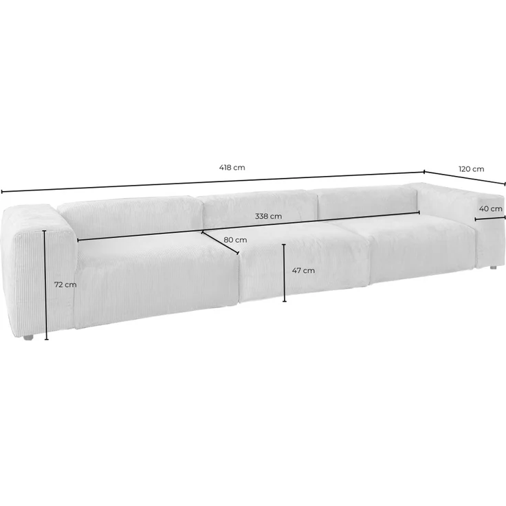 KAWOLA Sofa MIA Modulares Sofa 8-tlg. Cord taupe 72 x 120 x 418 cm – Bild 10