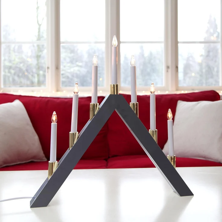 LED Lichterbogen ,Halla', 7-flammig, Holz, anthrazit – Bild 2