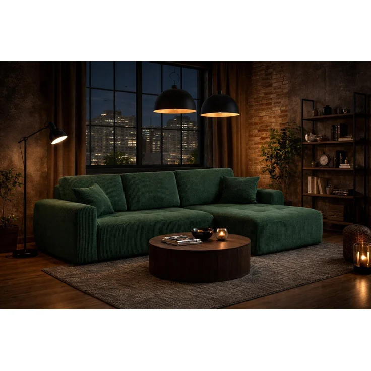 Kaiser Möbel Ecksofa mit Schlaffunktion und Bettkasten Ivo L aus Cordstoff Poso, Ecksofa mit Schlaffunktion, hoher Sitzkomfort,pflegeleichter Cordstoff,integrierter Stauraum – Bild 5
