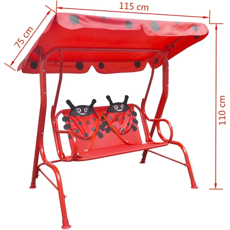 vidaXL Kinder-Hollywoodschaukel Rot 41840 – Bild 5