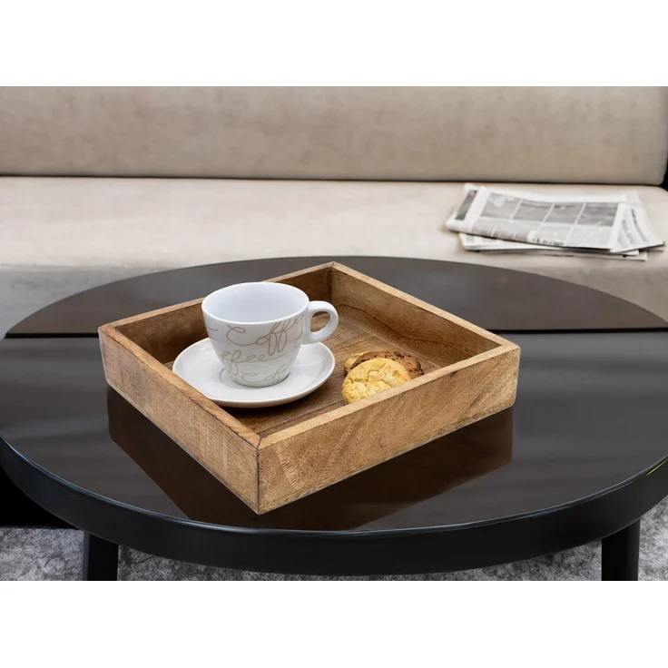 Spetebo Dekotablett Mango Servier Tablett quadratisch - 25 cm (Packung, 1 tlg), Deko Holz Schale eckig – Bild 3
