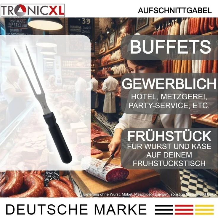 TronicXL Fleischgabel, 2 Stück, Chrom/Kunststoff, Silber/Schwarz, 24,5 cm – Bild 3