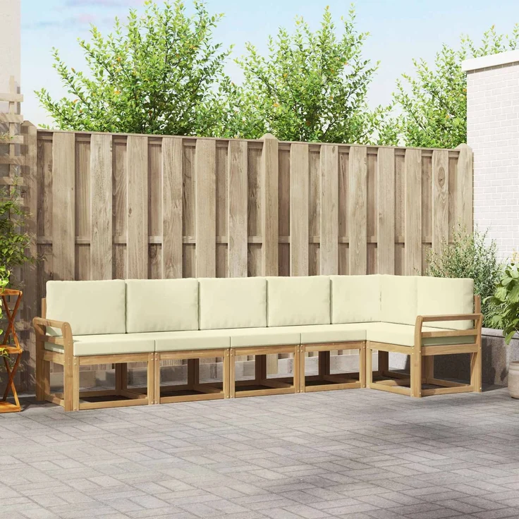 vidaXL Outdoor-Sofagarnitur 6 stk. Weiß und Creme Polyester 3387699 – Bild 1