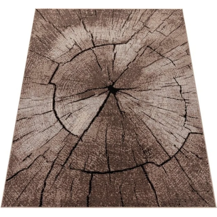 Paco Home Teppich Rodos 605, rechteckig, Höhe: 18 mm, Kurzflor, Motiv Baumstumpf, Holz, ideal im Wohnzimmer & Schlafzimmer – Bild 4