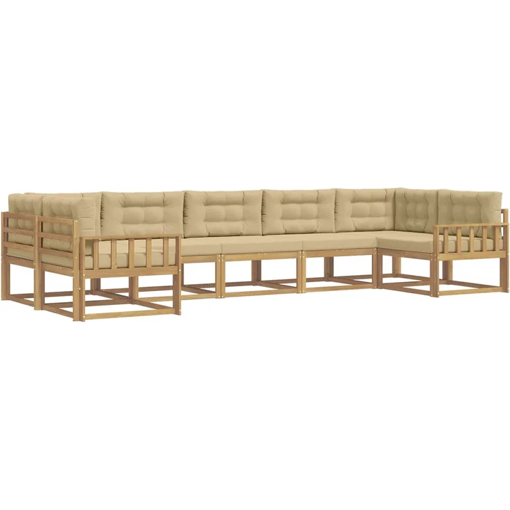 vidaXL Outdoor-Sofagarnitur 7 stk. 7-Sitzer Weiß und Beige 3386967 – Bild 2