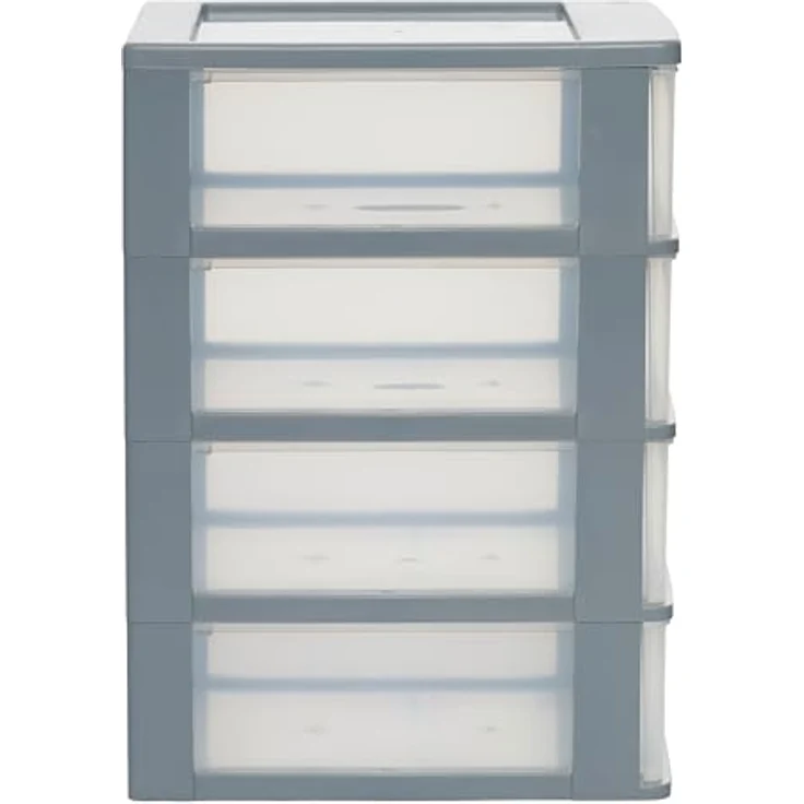 Iris Ohyama, Kunststoff Schubladenbox mit 4 flachen Schubladen, Grau, Easy-Pull-System, A4, A5 & A6 Format, Schreibtisch Organizer für Büro, Schule, Schreibwaren, BPA-frei, Schubladenschrank, OCH-2004 – Bild 7