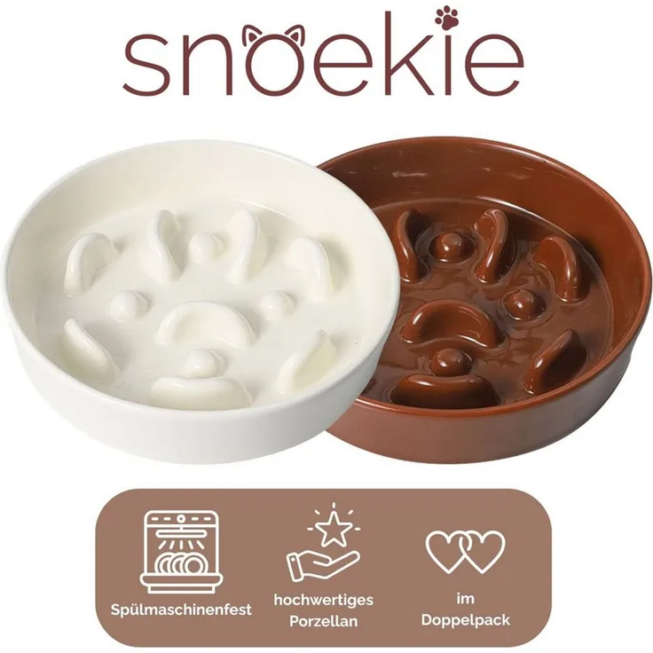 SNOEKIE Napf snoekie Porzellan Flacher Anti-Schling-Napf Hunde, Katzen 15×15×3.5cm