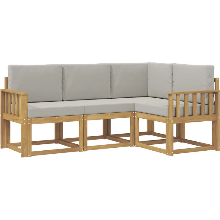 vidaXL Outdoor-Sofagarnitur 4 stk. Weiß und Hellgrau Polyester 3387555 – Bild 2
