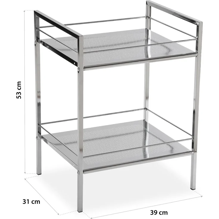 Versa Hannover Möbel für das Bad, Ablagefläche mit 2 Fächern, Maßnahmen (H x L x B) 53 x 31 x 39 cm, Stahl, Farbe: Silber – Bild 6