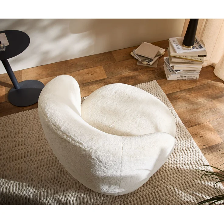 Loungesessel Pulo 80x80 cm Plüsch Creme-Weiß – Bild 4