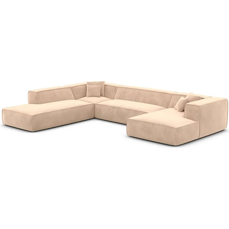 Polster Wohnlandschaft Liranda U-Form Lounge - Samtstoff - Beige - Rechts