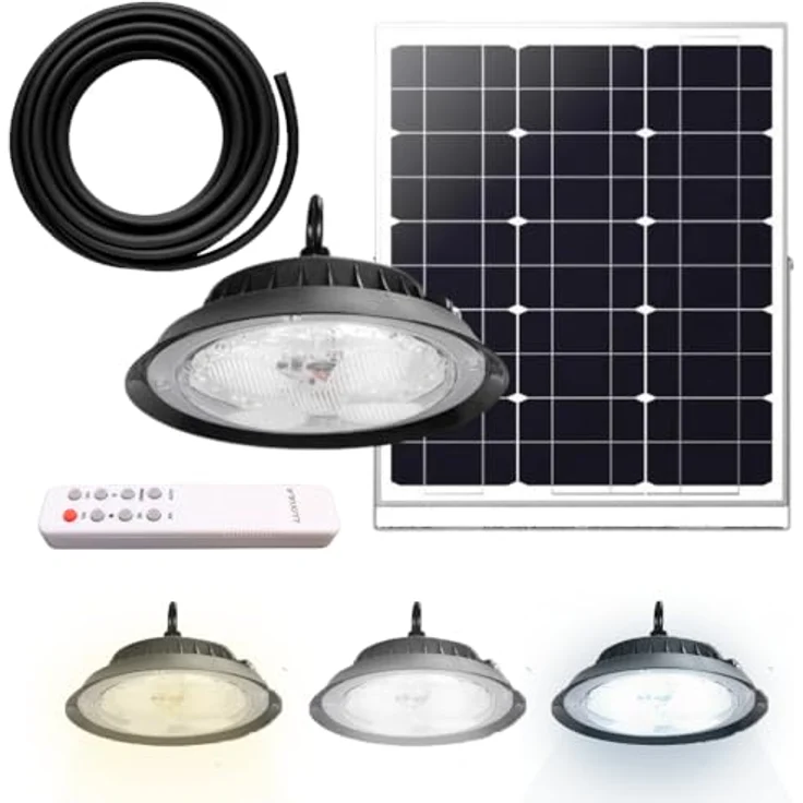 LUXULA LED Solarleuchte Solar CCT Hängeleuchte, 6W PV, 500lm, 3000K-4000K-6500K, IP44, LED fest integriert, warmweiß, CCT, neutralweiß, kaltweiß, steuerbar mit Fernbedienung, Lichtfarbe einstellbar – Bild 2