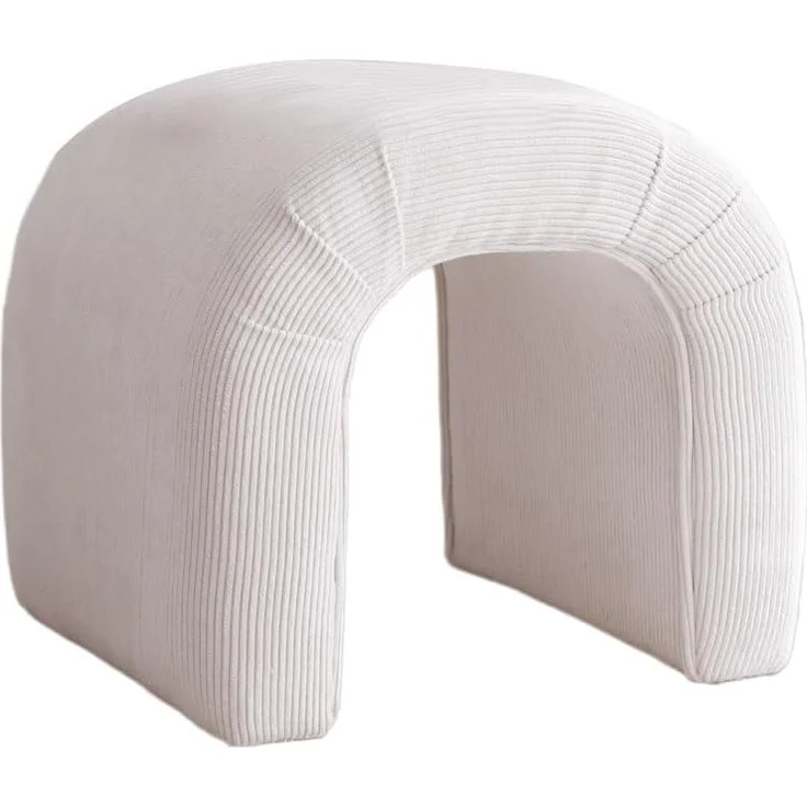 Atelier Del Sofa Elegant Pouffe in White, Velvet Corduroy, 51 x 45 x 46 cm | 100% Polyester, Beech Tree Frame | Stylish & Functional for Modern Living Spaces – Bild 6