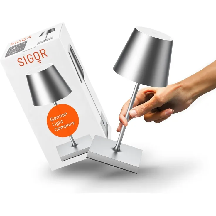 SIGOR LED Tischleuchte Akku-Tischleuchte, Dimmbar, LED fest integriert, Warmweiß