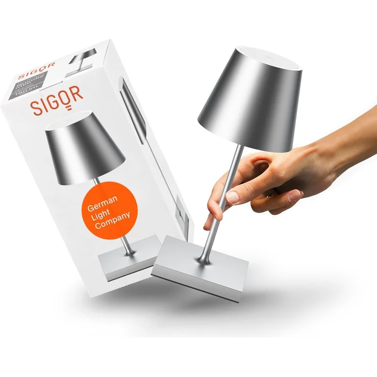 SIGOR LED Tischleuchte Akku-Tischleuchte, Dimmbar, LED fest integriert, Warmweiß – Bild 1