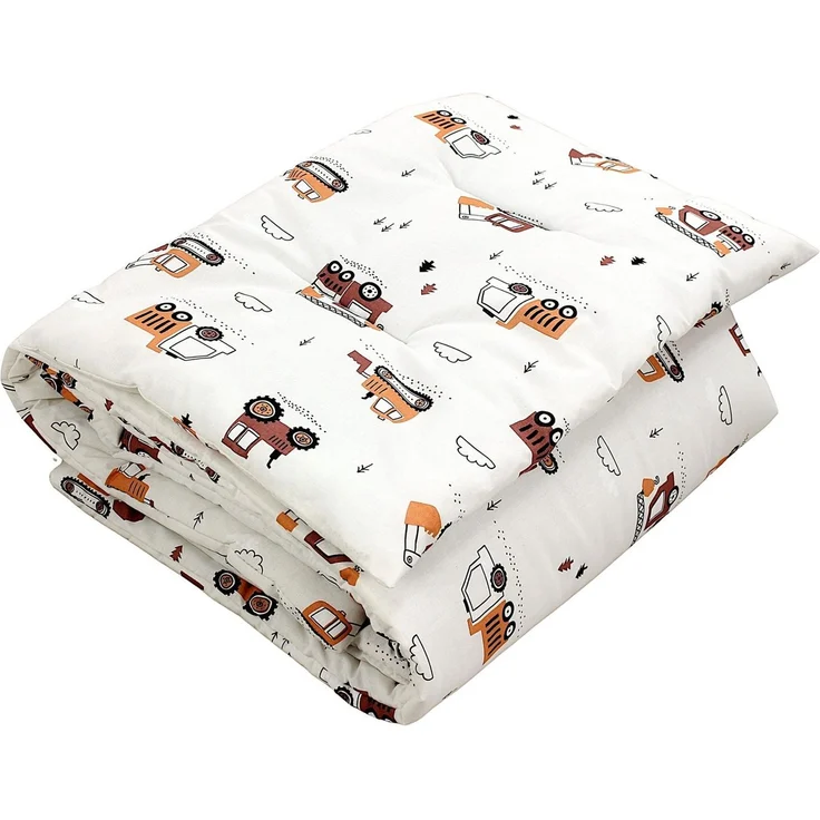 TupTam Kinderbettdecke-Set, Ganzjahresdecke, 2tlg., 1x Bettdecke, 1x Flachkissen, Bagger Beige, 135x100 cm – Bild 1